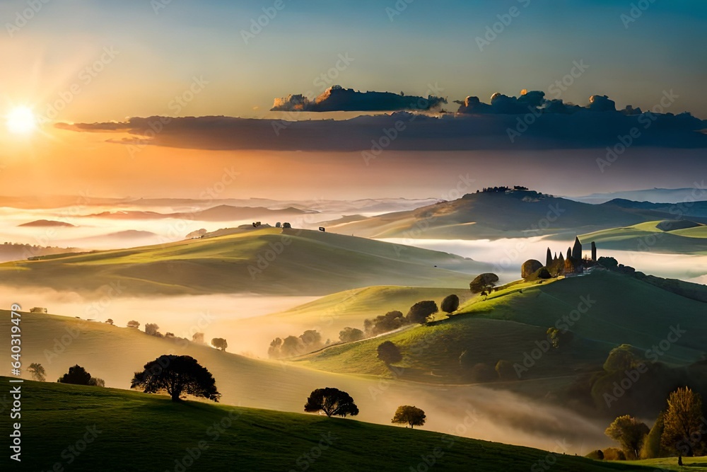 Fototapeta premium sunset in the mountains generated Ai.