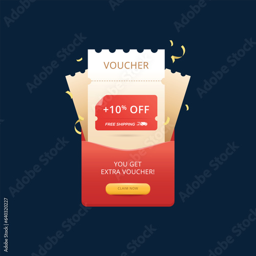 GIft voucher coupon discount pop up banner design template marketing or promotion for web or social media