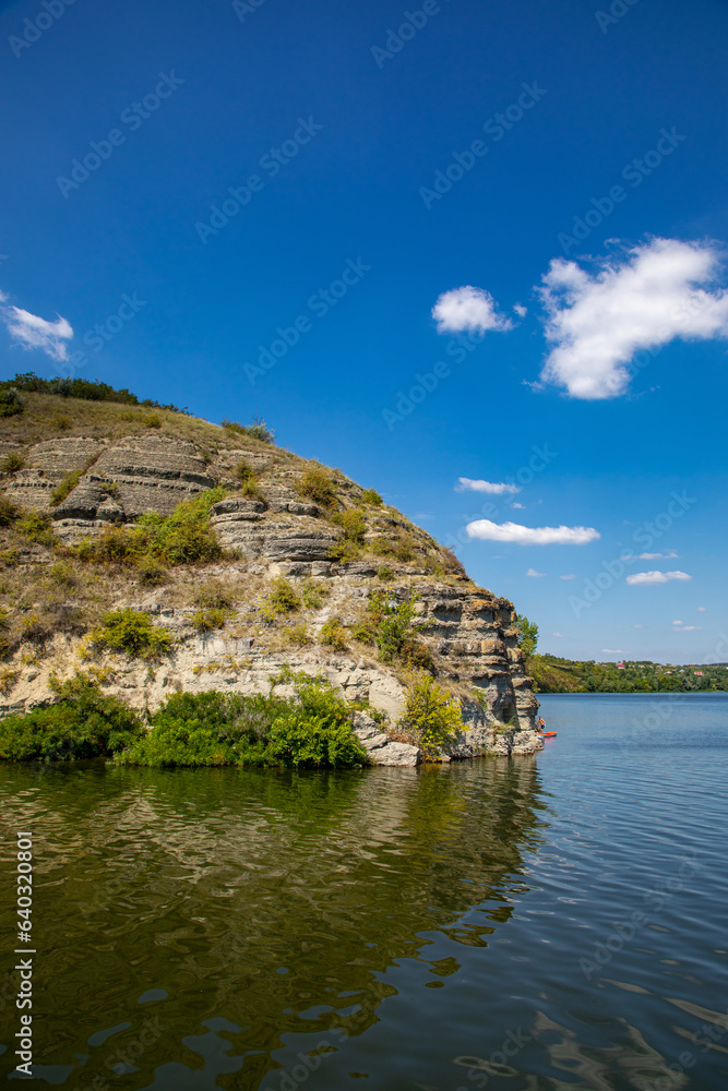 The Dniester river canyon and its banks. Rocks of the Dniester Canyon.