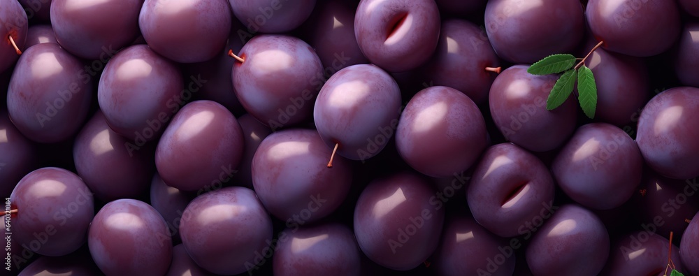 Juicy and ripe piles of plums on the table Juicy and ripe piles of plums on the table