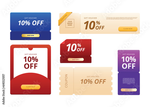 Set of various voucher coupon design for marketing or promotion vector banner design