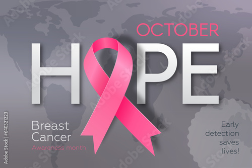 Banner for World Breast Cancer Awareness Month in October. Modern vector illustration.