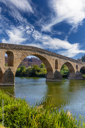 Romanesque bridge Puente la Reina, Gares, Navarre, Spain © Richard Semik
