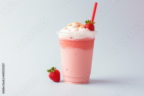 Strawberry Bliss: Takeaway Cup Holds the Perfect Milkshake 