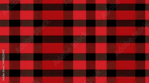 red, white and black seamless Checkered tartan fabric perfect for shirts or tablecloths, featuring a classic Scottish plaid design. Also great as a versatile backdrop or wallpaper. photo