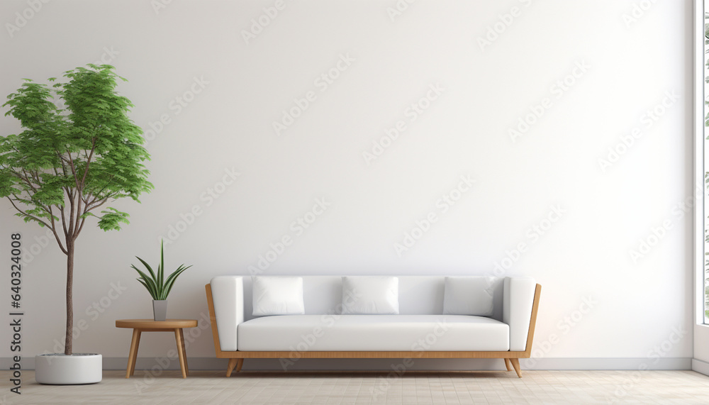 Modern Emptiness: White Wall in Stylish Waiting Room Modern Emptiness: White Wall in Stylish Waiting Room