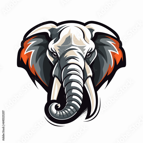 Esport vector logo elephant on white background side view, elephant icon, elephant head, elephant sticker