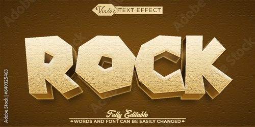 Cartoon Brown Rock Vector Editable Text Effect Template