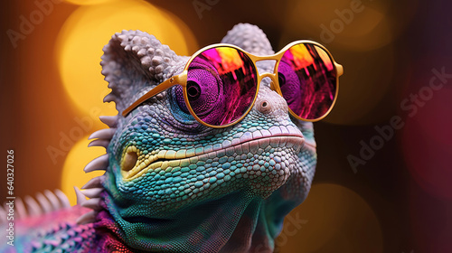 Chameleon wearing sunglasses