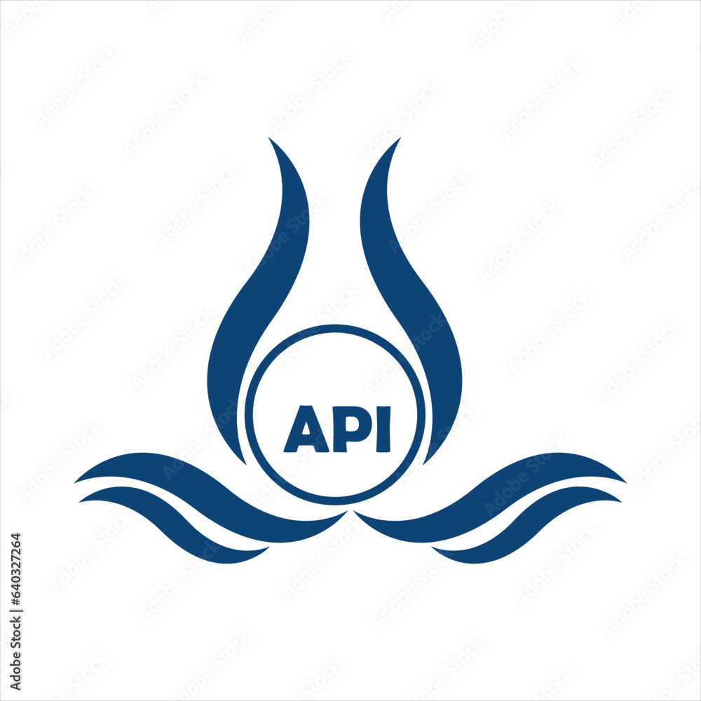 API letter water drop icon design with white background in illustrator