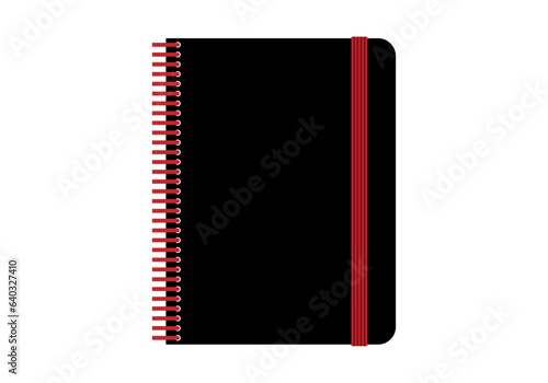 Icono de libreta escolar con anillas y con goma elástica lateral