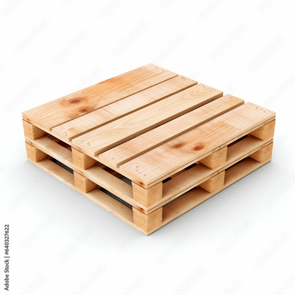Sturdy Wooden Pallet Isolated on White Background. Generative ai Sturdy Wooden Pallet Isolated on White Background. Generative ai