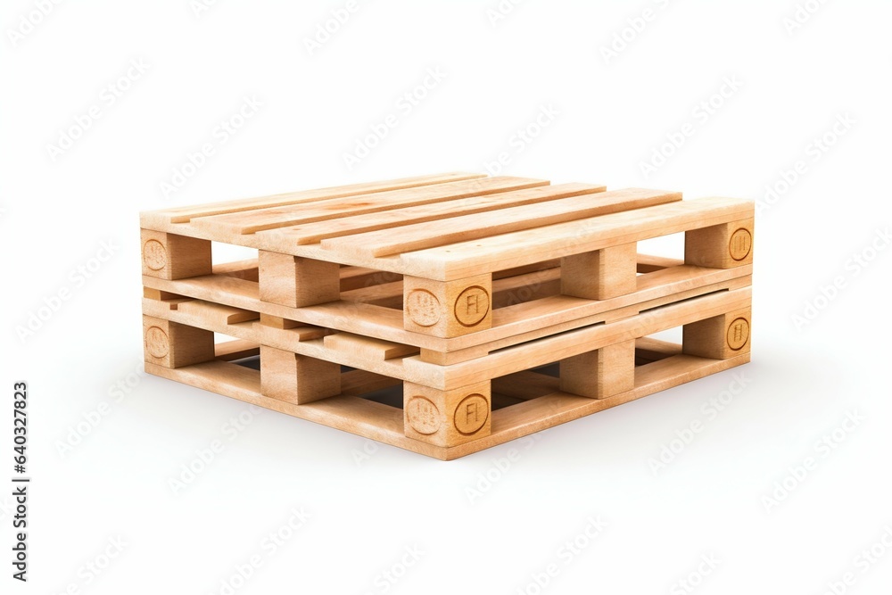 Sturdy Wooden Pallet Isolated on White Background. Generative ai Sturdy Wooden Pallet Isolated on White Background. Generative ai
