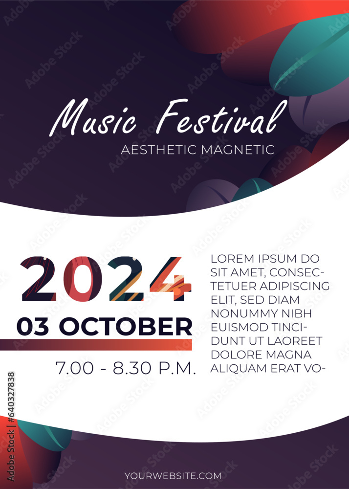 Abstract vector musical flyer festival. Suitable for poster, greeting and business card, invitation, flyer, banner, brochure, email header, post in social networks, advertising, events and page cover.