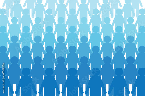 crowd paper cut people standing in a rows- vector illustration