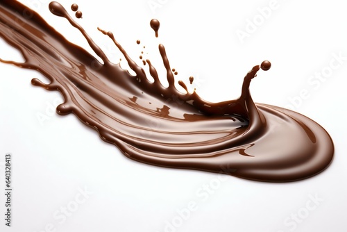 Flowing Chocolate Drip Isolated on White Background. Generative ai