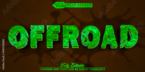 Green Off Road Vector Editable Text Effect Template