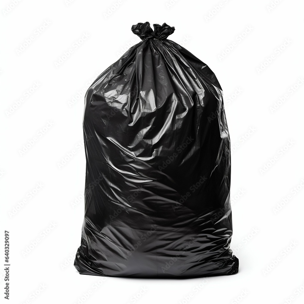 Sealed Black Garbage Bag Isolated on White Background. Generative ai Sealed Black Garbage Bag Isolated on White Background. Generative ai