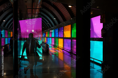 Silhouettes of passengers going to the gates in Departure,transport and travel concept