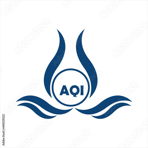 AQI letter water drop icon design with white background in illustrator, AQI Monogram logo design for entrepreneur and business.
