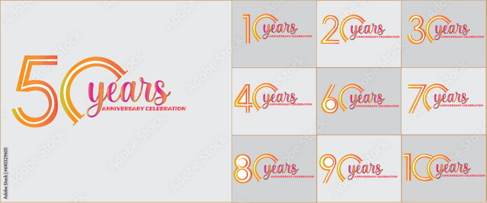 10 to 50 years anniversary celebration vector art for celebration moment