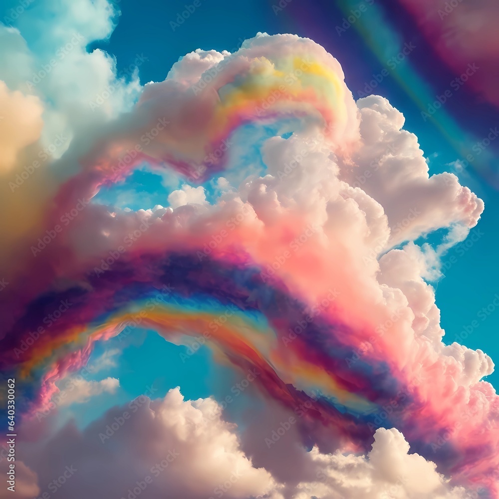 Rainbow cotton candy clouds Stock Photo | Adobe Stock