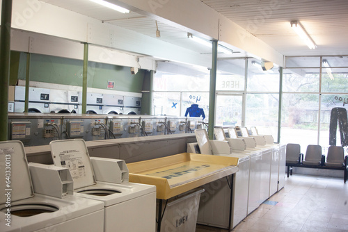 Interior of a laundry mat facility.