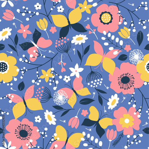 Vector Butterflies Seamless Pattern