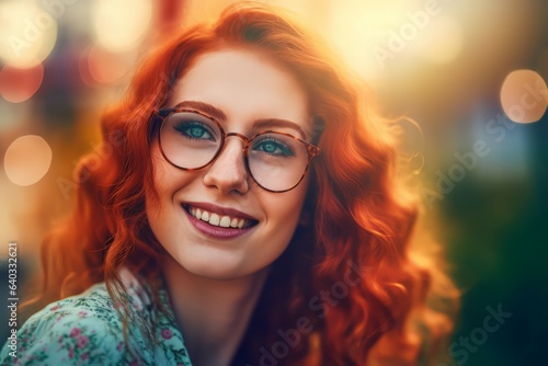 Curly ginger woman. Generate Ai