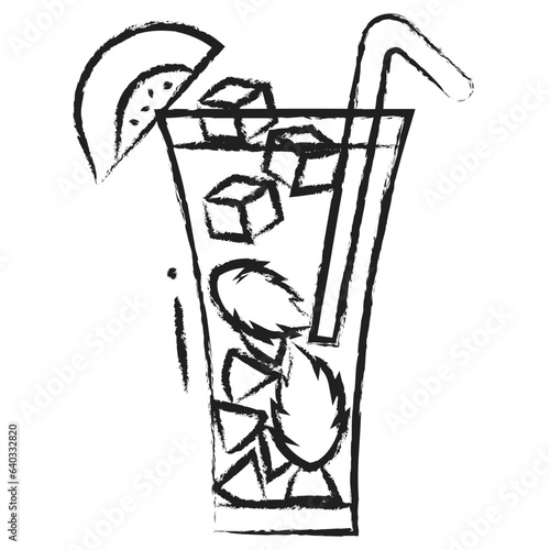 Hand drawn peach cold tea icon