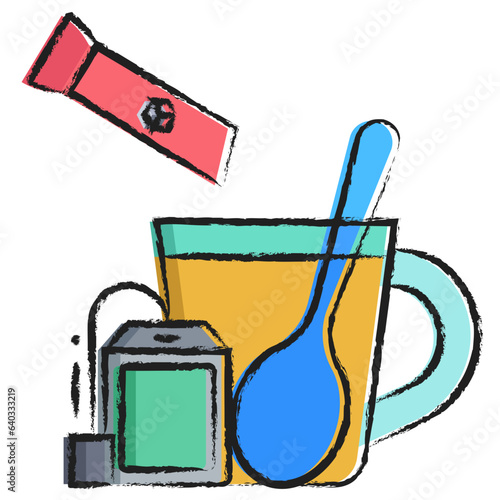 Hand drawn tea white sugar sachet icon