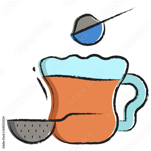 Hand drawn tea brewing icon