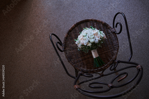 The bouquet on the rotang chair photo