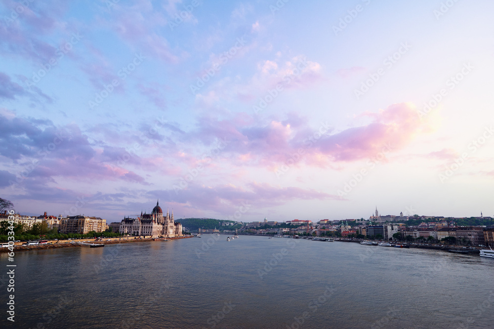 Beautiful cityscape. View on the Hungarian Parliament and Danube river