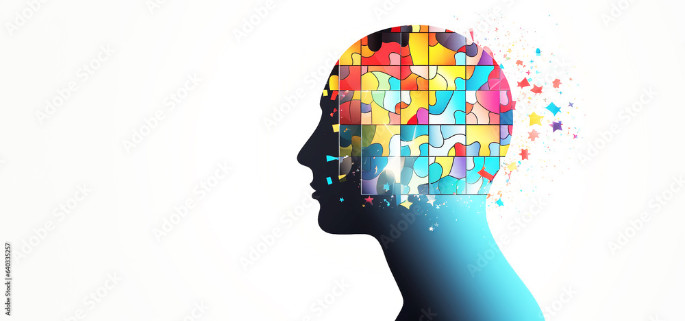 Head profile with jigsaw puzzle pieces falling apart. Alzheimer's and dementia, mental illness and brain disorder vector illustration Head profile with jigsaw puzzle pieces falling apart. Alzheimer's and dementia, mental illness and brain disorder vector illustration