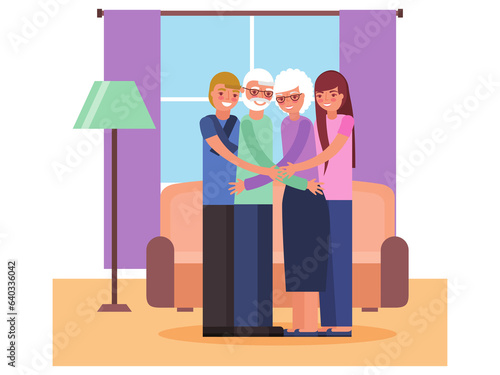 granparents day happy familiy happy grandparents cartoon style gra[hic images collection