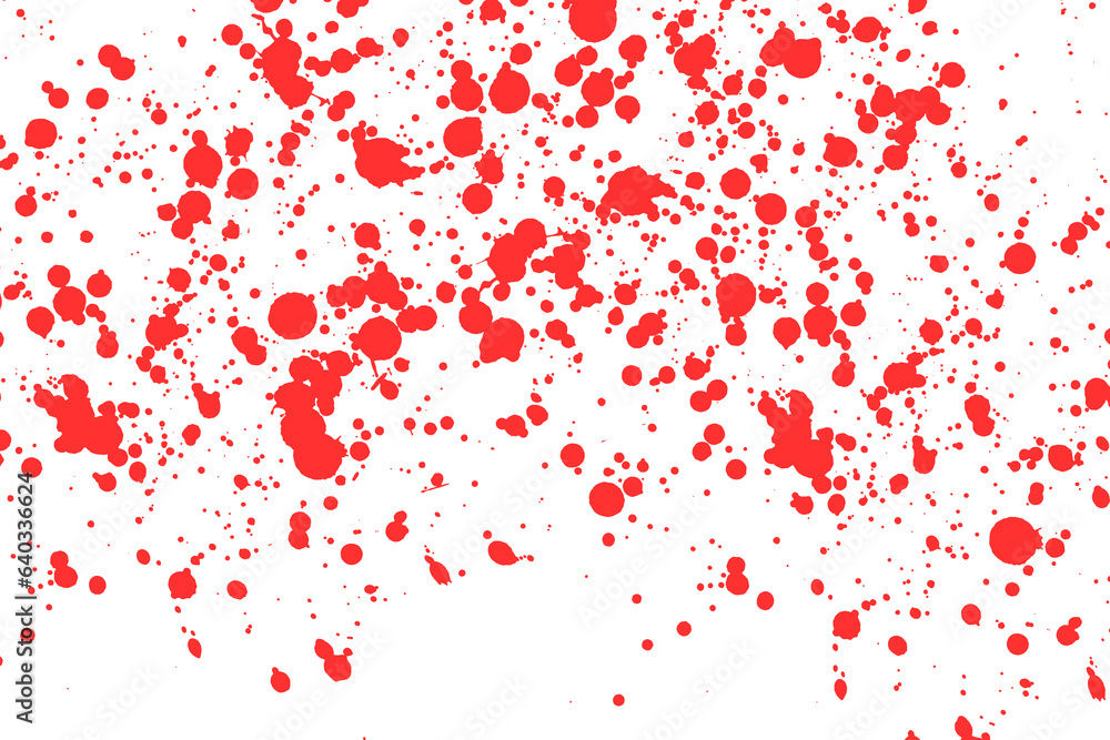 Red splashes paint on a white background. Red paint Splatter isolated on transparent background. Red Blobs spatters	
