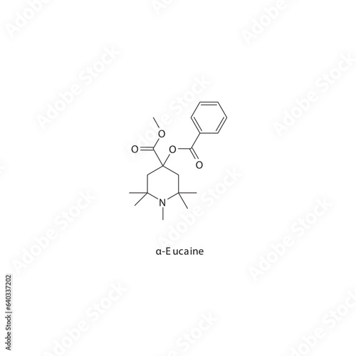 α-Eucaine (alpha-eucaine) flat skeletal molecular structure Local Anesthetic  drug used in local anasthesia, pain treatment. Vector illustration.