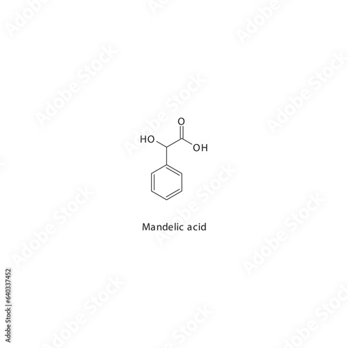 Mandelic acid flat skeletal molecular structure Keratolytic agent drug used in hyperpigmentation treatment. Vector illustration.