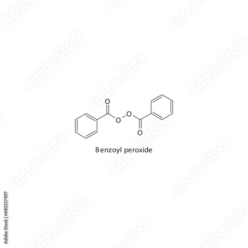 Benzoyl peroxide flat skeletal molecular structure Keratolytic agent drug used in Acne treatment. Vector illustration.