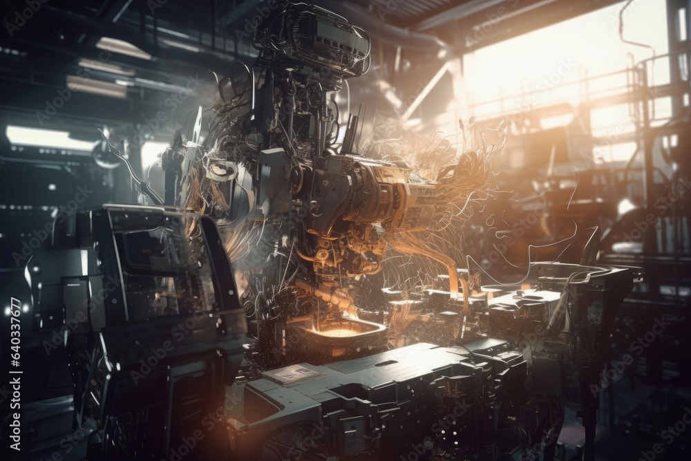 Futuristic robot busy machine. Generate Ai Futuristic robot busy machine. Generate Ai
