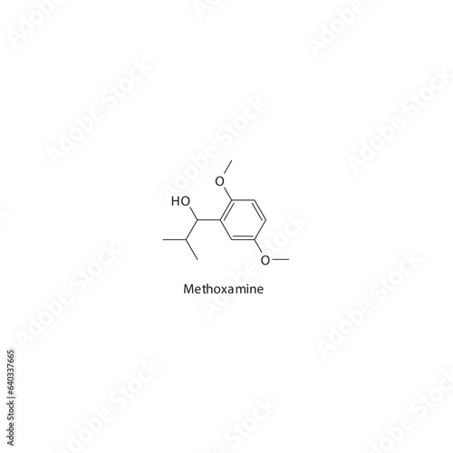 Methoxamine  flat skeletal molecular structure α1 agonist drug used in hypotension treatment. Vector illustration.