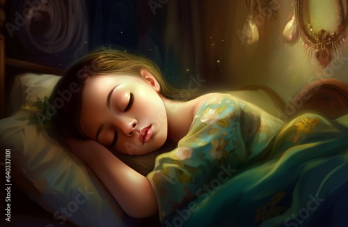 Girl dreaming sleep. Generate Ai