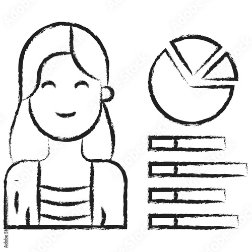 Hand drawn persona Woman icon