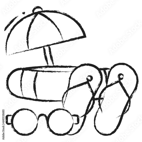 Hand drawn kitesurfing icon