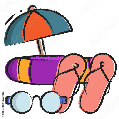 Hand drawn kitesurfing icon
