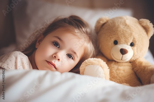 Little girl bear bedroom. Generate Ai