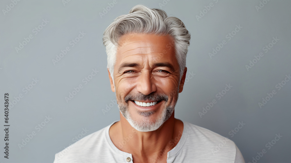 Obraz premium Beautiful mid age elderly man portrait. 