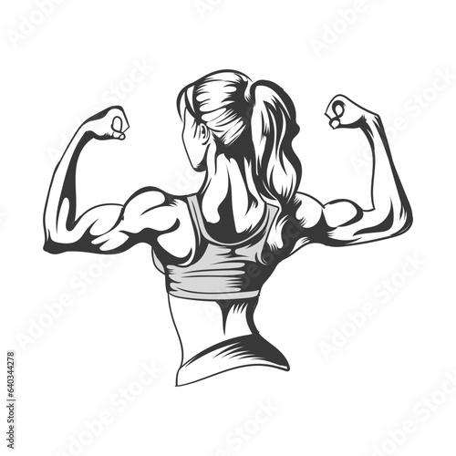 A fitness girl with gym arms vector design