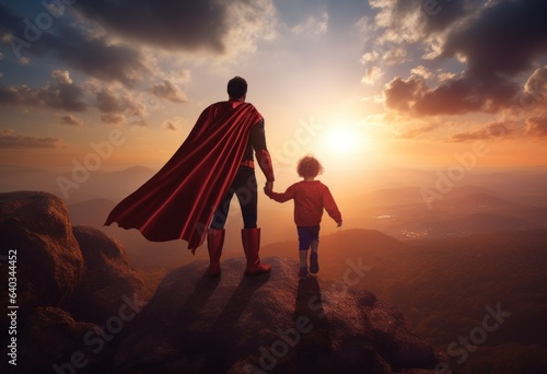 Dad and child  like superhero